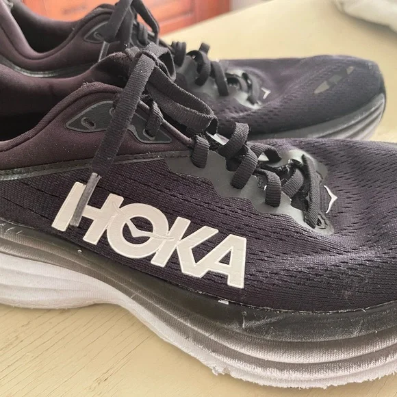 Hoka Black Athletic Shoes with Rocker Sole and Breathable Mesh - Picture 7 of 11